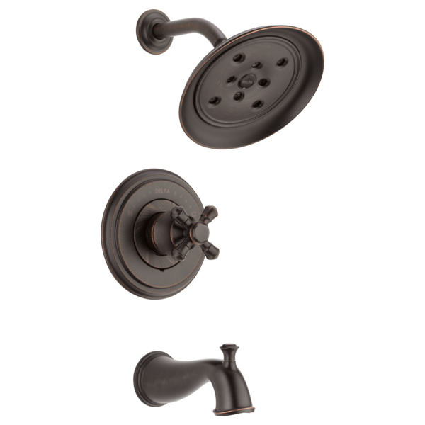 H795RB Delta Cassidy Tub/Shower Faucet Metal Cross Handle in Venetian Bronze 
