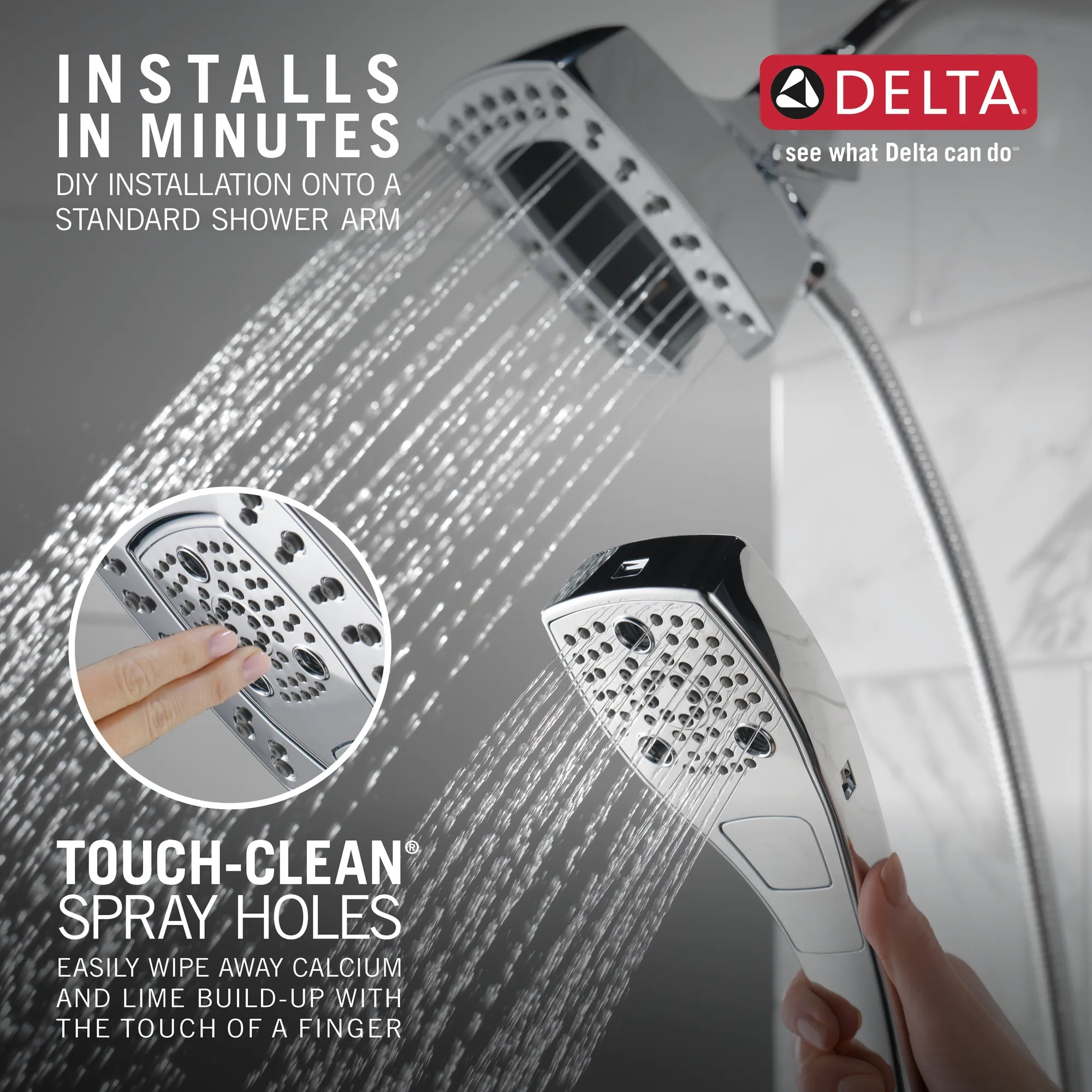 Delta 58474-PR H2OKinetic 5-Setting 2-in-1 Shower - Lumicoat Chrome for ...