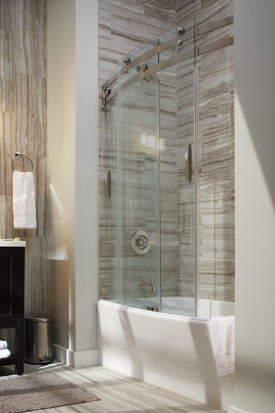 60" x 30" Curved Bathtub Shower Door B55910-6030-SS | Delta Faucet