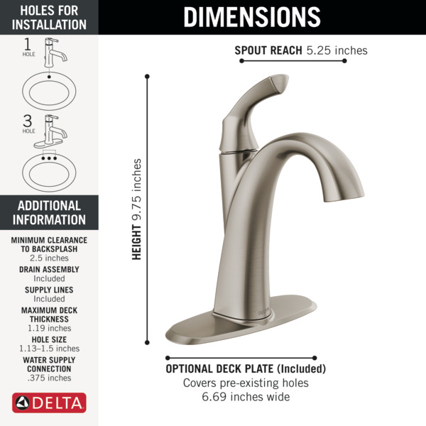 Single Handle Centerset Bathroom Faucet 15748LFSP Delta Faucet