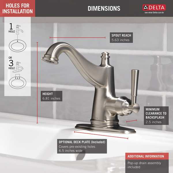 Single Handle Bathroom Faucet 15777LFSP Delta Faucet