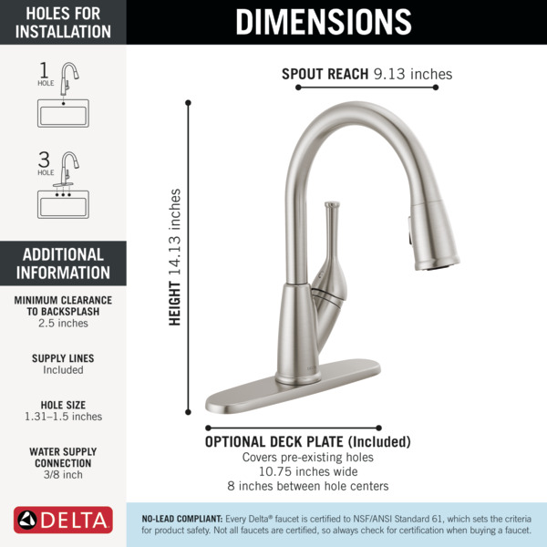 Single Handle PullDown Kitchen Faucet with ShieldSpray® Technology
