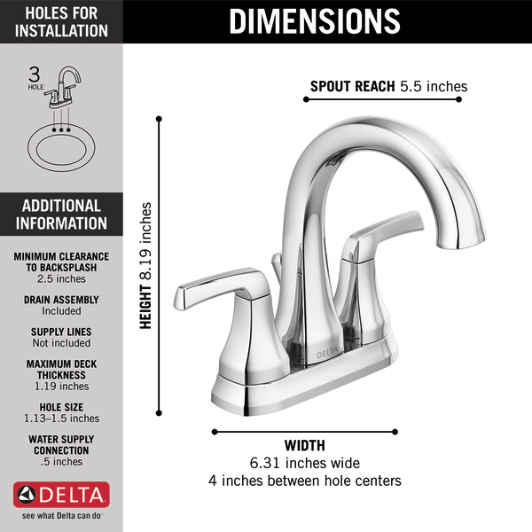 Two Handle Centerset Bathroom Faucet 25770LF Delta Faucet