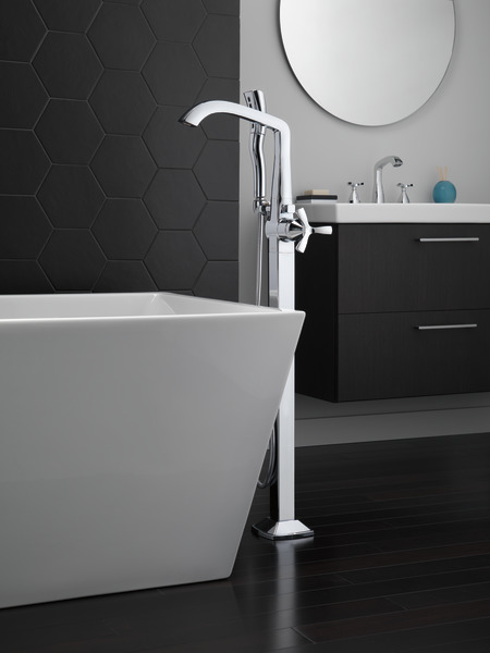 Freestanding Tub Filler On Concrete Slab | Bathroom Design
