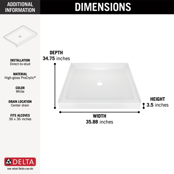 36 X Shower Base 40054 Delta Faucet