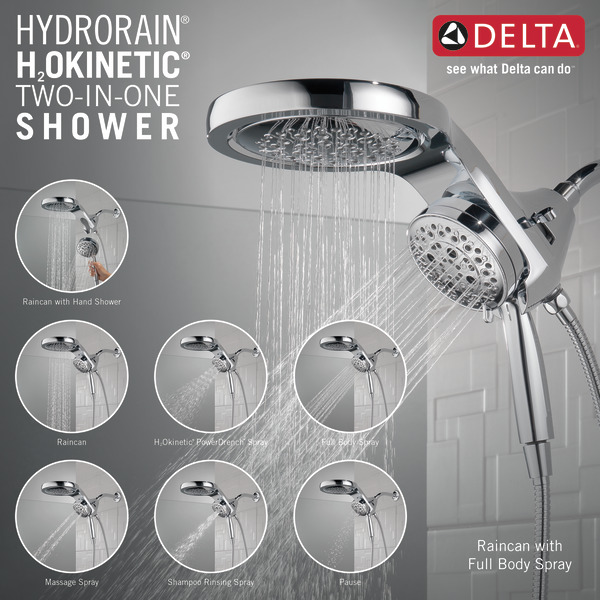 HydroRain® 5Setting TwoinOne Shower Head 58680 Delta