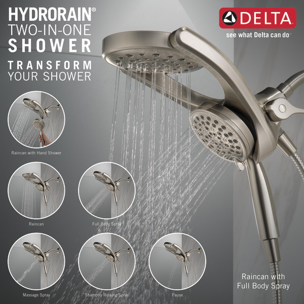 HydroRain® 4Setting TwoinOne Shower Head 75698SN Delta Faucet