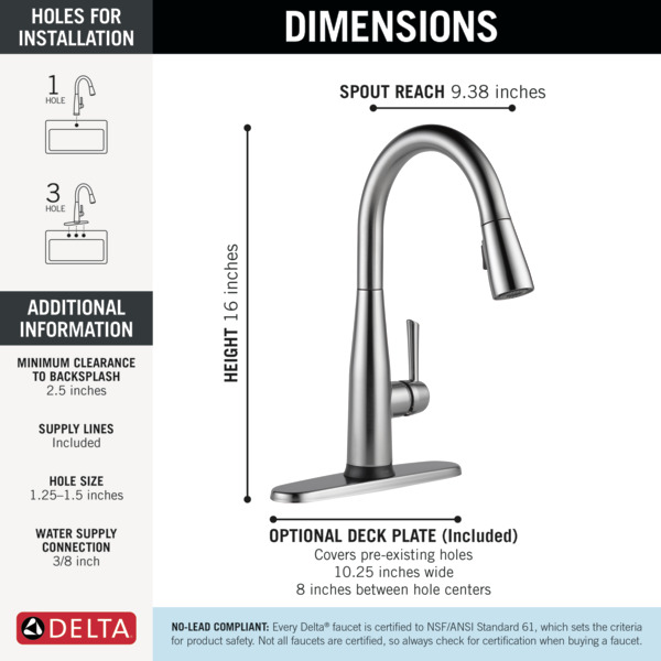 Single Handle PullDown Kitchen Faucet with Touch2O® Technology 9113T