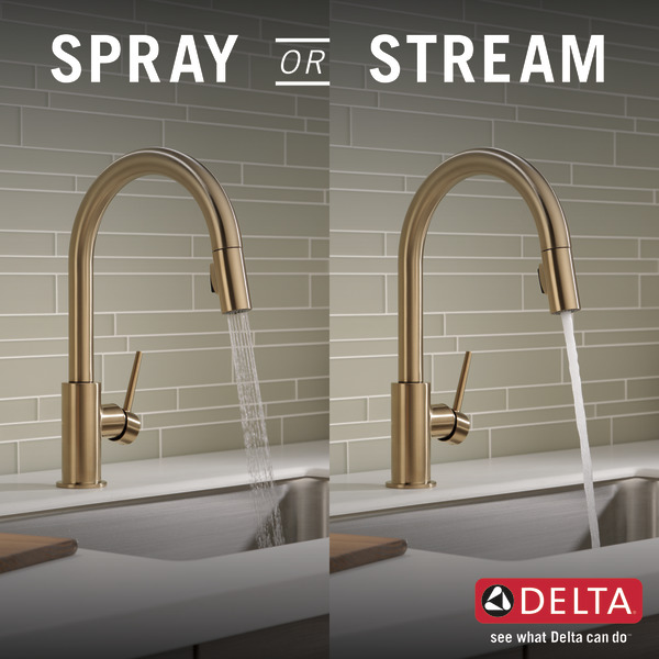 Champagne Bronze 9159 Cz Dst Delta Faucet Trinsic Single Handle Kitchen Sink Faucet With Pull Down Sprayer And Magnetic Docking Spray Head Kitchen Faucets Kitchen Sink Faucets