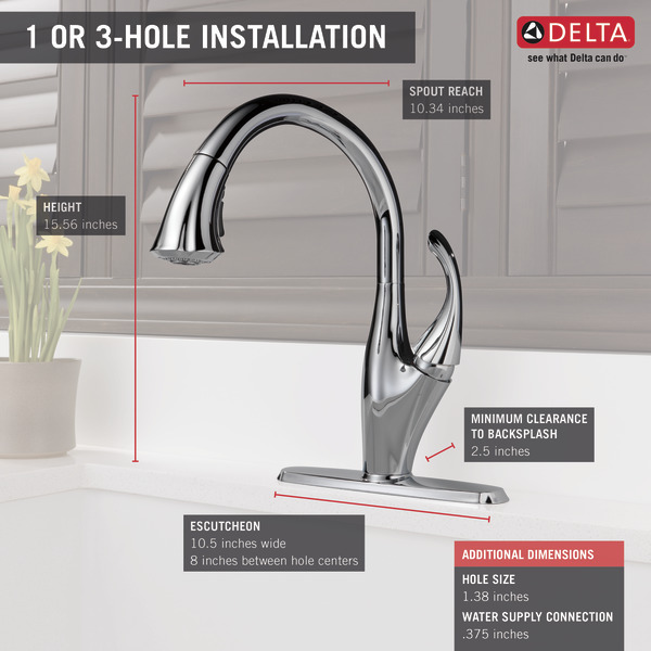 Single Handle PullDown Kitchen Faucet with ShieldSpray® Technology
