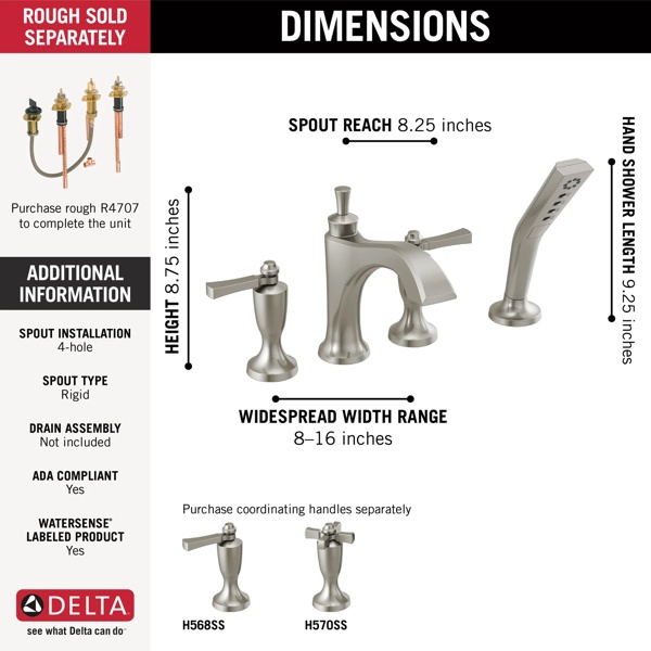 Thumbnail image of product: Roman Tub with Hand Shower Trim - Less Handles
