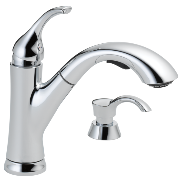 Single Handle Pull Out Kitchen Faucet With Soap Dispenser Delta