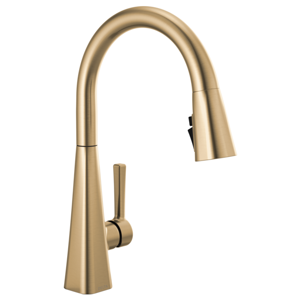 Photos - Tap Delta 19802Z-DST Lenta Single-Handle Pull-Down Kitchen Faucet with ShieldSpray Champagne Bronze Faucet Kitchen Single Handle 