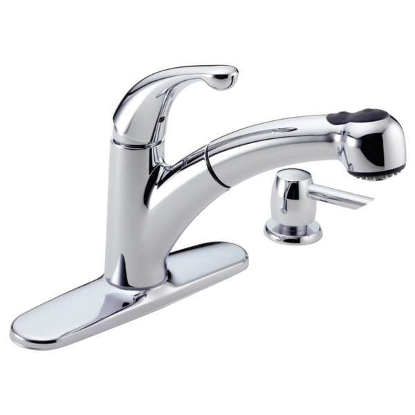 Single Handle Pull Out Kitchen Faucet With Soap Dispenser 467 Sd